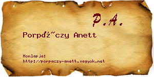 Porpáczy Anett névjegykártya