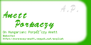 anett porpaczy business card